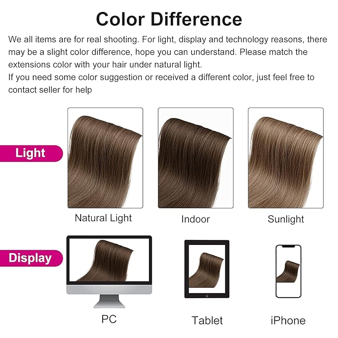 REECHO 24" Straight Long 4 PCS Set Thick Clip in on Hair Extensions Chocolate Brown with Blonde Highlights