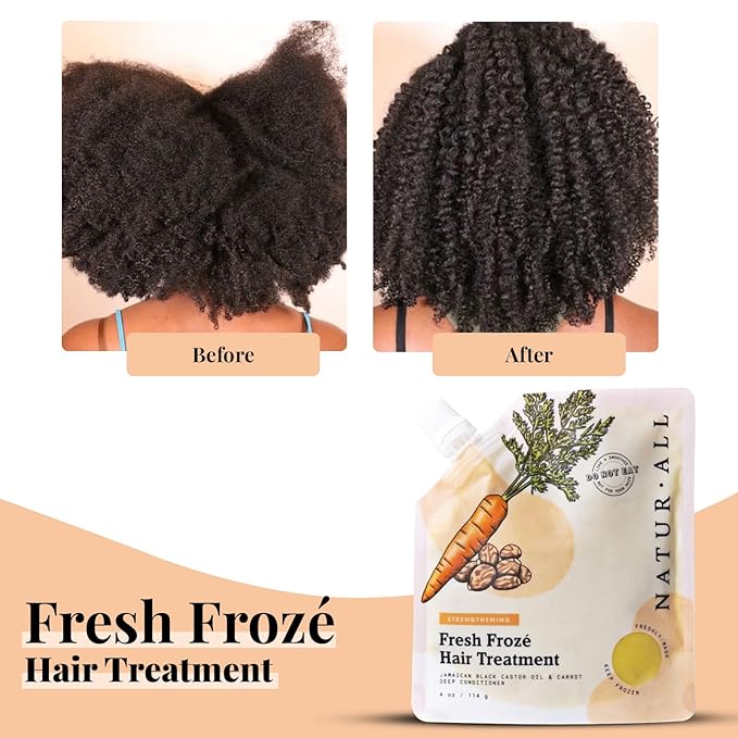 NaturAll 4 Oz. Hair Mask for Damaged Hair and Growth - Ice Cream Treatment Conditioner for All Hair Types (Jamaican Black Castor Oil & Carrot) for Men & Women