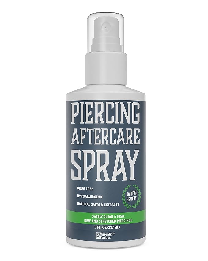 Essential Values 2 Pack Piercing Aftercare Spray (8 OZ Per Bottle) - Gentle on Contact - Made in USA