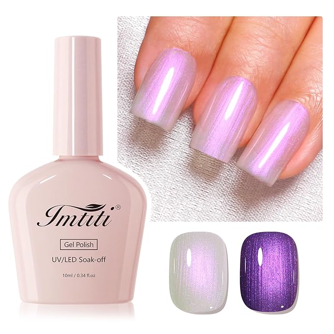 Imtiti Pearl Gel Nail Polish - 1Pcs White to Pink Glitter Shimmer Soak Off UV LED Gel Polish, Long Lasting Gel Manicure, Mermaid Shine for French Nails Manicure Salon DIY at Home(0.34 Fl Oz-962)