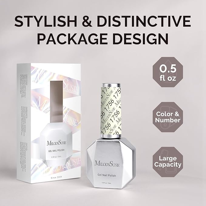 MelodySusie White Shimmer Gel Nail Polish,0.5fl oz Soak Off UV LED Green White Sparkle Gel Polish Gift for Women Nail Art Manicure Salon DIY Nail Design Decoration at Home-1756