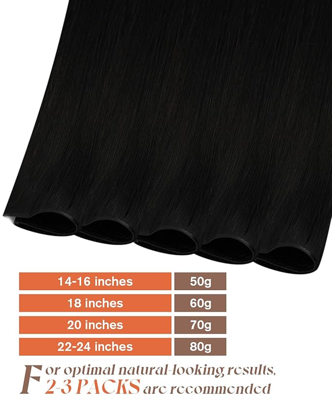 Sunny Hair Genius Weft Hair Extensions Human Hair Black Sew in Hair Extensions Genius Weft Solid Color Jet Black Hand Tied Weft Hair Extensions Sew in Short Straight Hair Wefts Salon Look 14inch