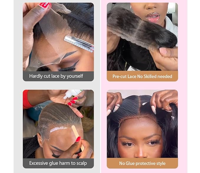 28 Inch Glueless Wigs Human Hair pre plucked Pre Cut Wear and Go Wig 180 Density 5x5 Hd Lace Closure Wigs Human Hair Body Wave Hd Lace Front Wigs for Women Frontal Wigs