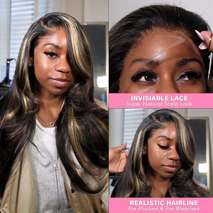 WOWANGEL 13x6 HD Lace Front Wigs Human Hair Body Wave Pre Plucked SKINLIKE 0.1mm Extremely Thin Real HD Lace Front Wigs 250% Density Glueless Human Hair Wigs for Women 28 Inch