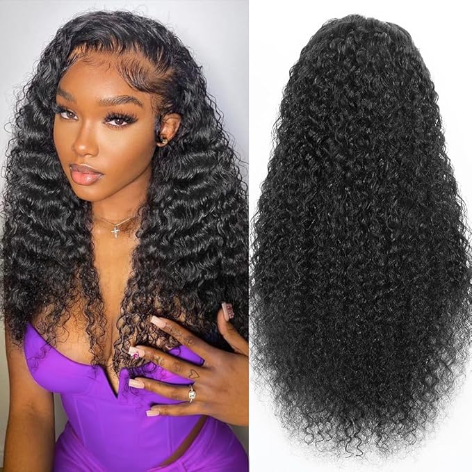 20 Inch Deep Wave Lace Front Wigs Human Hair 200 Density 13x6 HD Lace Front Wigs Human Hair Pre Plucked Natural Color Deep Curly Glueless Wig for Women