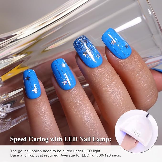 Imtiti Bright Blue Gel Nail Polish, 1Pcs Blue Soak Off UV LED Gel Polish, Long Lasting, Nail Art Manicure Salon DIY at Home for Spring and Summer (0.34 Fl Oz-991)
