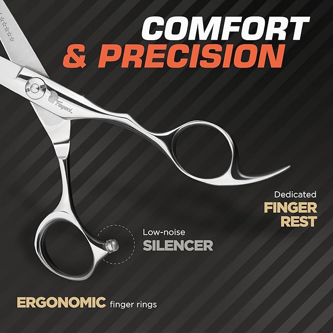 Fagaci Professional Hair Scissors & Thinning Shears, 6" Extremely Sharp, 440C Steel