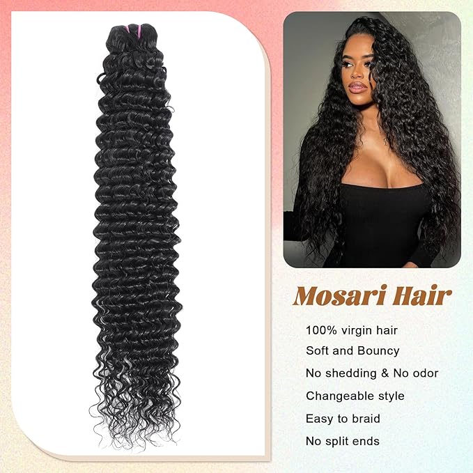 15A Raw Indian Human Hair Bundles Deep Wave Bundles Human Hair,Triple Lifespan Virgin Remy Hair,No Tangle Shedding,Keep Texture Silky Soft After Multiple Washes (1 Bundle Deep wave, 26 Inch)