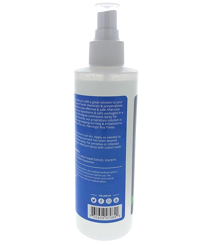 Essential Values 2 Pack Piercing Aftercare Spray (8 OZ Per Bottle) - Gentle on Contact - Made in USA