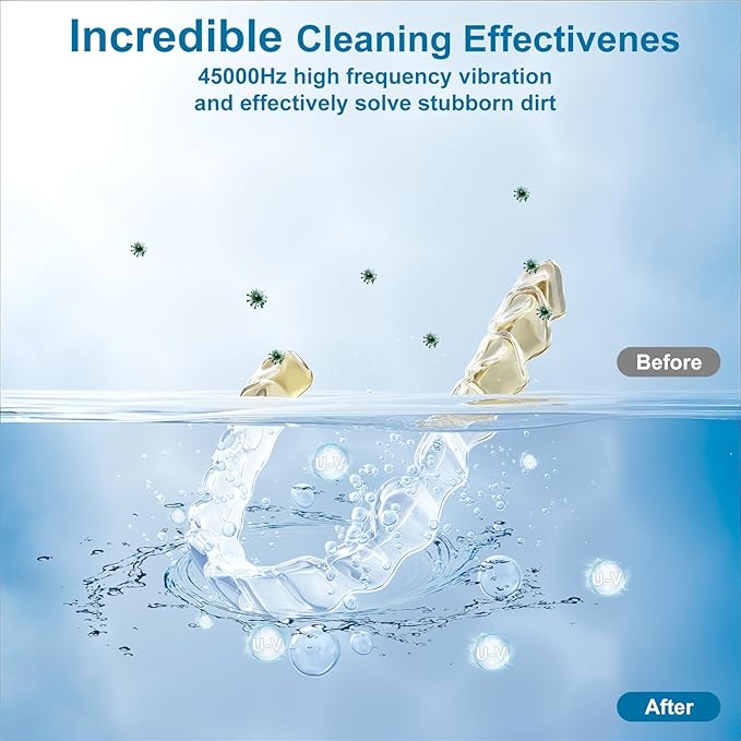 HYCHIKA 2026 Ultrasonic Retainer Cleaner Machine,45kHz High Frequency,4 Upgraded Modes,Ultrasonic Retainer Cleaner,200ML Dental Cleaning Pod,for Retainers,Night Guards,Braces etc.,Iceberg White