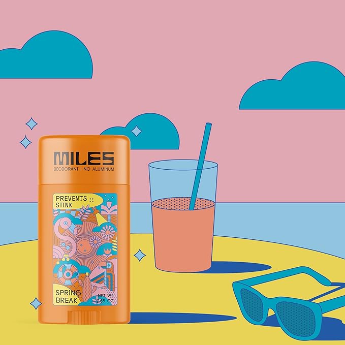 Miles Kids Deodorant for Boys and Girls - Aluminum Free Deodorant for Kids and Teens, Natural, Hypoallergenic, Made in USA - Spring Break Scent, 1-Pack