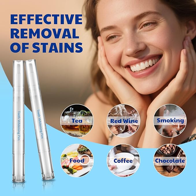 Teeth Whitening Pen - Effective Stain Removal Teeth Whitening Gel Kit, Pro No Sensitivity Teeth Whitener for Bright White, Travel-Friendly, Mint (0.11 Fl Oz (Pack of 4))