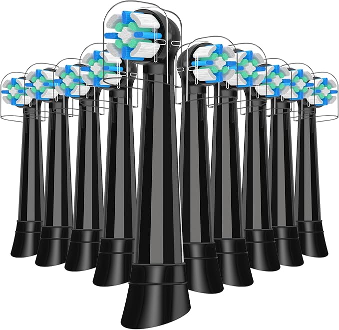 10 Pack IO Replacement Heads Compatible with Oral B IO 2/3/4/5/6/7/8/9/10/Deep Clean Series Electric Toothbrushes, Brush Heads Compatible with Oral B iO (Black)