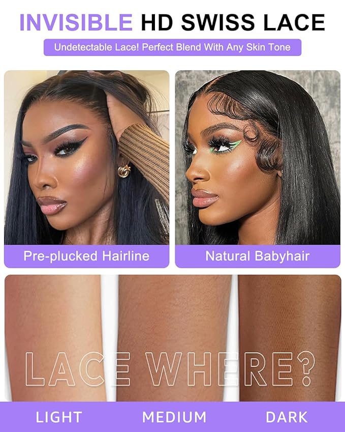 34 Inch Straight Wigs Human Hair 200 Density 13x6 Lace Front Wigs Human Hair Pre Plucked HD Lace Frontal Wigs Human Hair for Women Glueless Wigs Human Hair