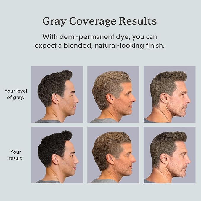 Hair & Beard Color for Blending Grays 2 pack - Dark Natural Copper Blonde - Ammonia-Free Complete Men’s At-home Beard & Hair Dye Kit, Professional-grade Demi-Permanent Hair Color (7.04)