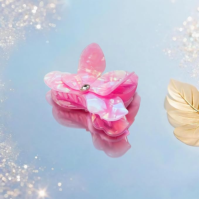 Flower Hair Claw Clips,Acetate Flower Hair Clips Cute Large Hawaiian Claw Clips for Women,3.82 Inch, Durable Design for Thick or Thin Hair (Rose Red)