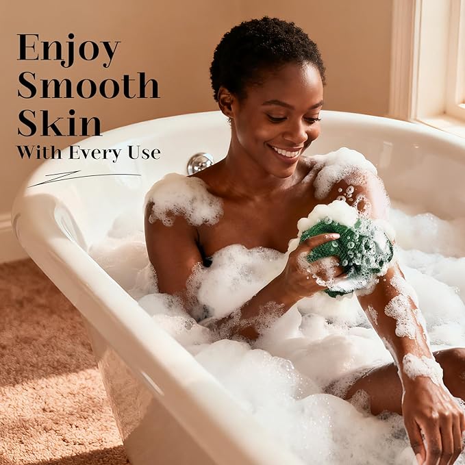 CORATED African Net Sponge Authentic, Shower Loofah Exfoliating Bath Sponge, Body Scrubber for Women and Men Daily Use Body Care, Travel Portable Bath Accessories for Bathroom (Blue & Black)