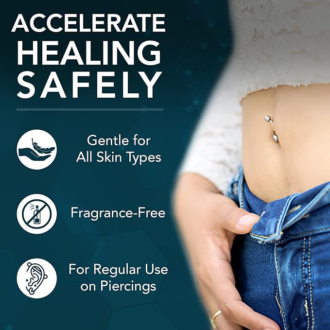 NOVEHA Piercing Aftercare Spray - Fast Cleaner Solution for Ear, Nose, and Belly Piercings - Keloid and Bump Cleaning with Hypochlorous Acid - 8 oz Bottle