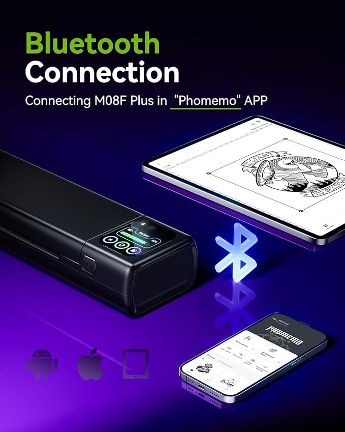 Phomemo M08F Plus Tattoo Stencil Printer with Touchscreen, Bluetooth Tattoo Printer Machine with 10pcs Premium Transfer Paper, Compatible with Phone/Tablet/PC, Tattoo Supplies for Tattoo Artists