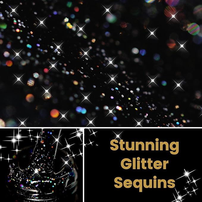 YTD Likomey Gel Nail Polish,15ml Sparkling Colorful Chunky Black Glitter Gel,Shiny Fall Winter Salon Home DIY Soak Off UV Manicure and Pedicure Varnish,CS024