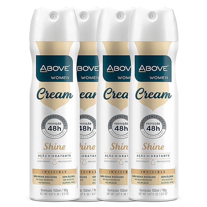 ABOVE 48 Hours Antiperspirant Deodorant Set, Cream Shine, 4 Pcs- Spray Deodorant for Women - Patchouli, Oak Musk, and Citrus Notes - Stain-Free
