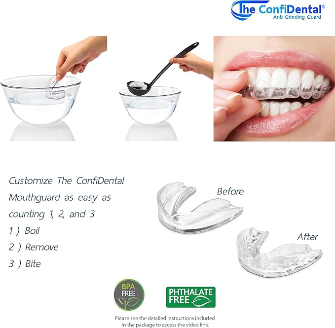 The ConfiDental Mouth Guard for Teeth Grinding and Clenching - Moldable Dental Nightguard Protection for Moderate Grinding with Additional Heavy-Duty - 4-Pack (3 Regular, 1 Heavy-Duty)