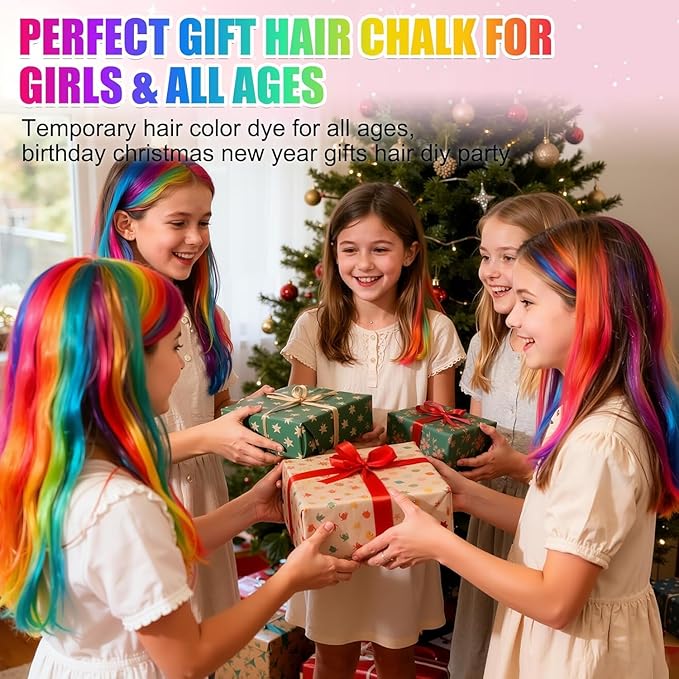 10 Colors Festive Fun Hair Chalk Combs, 10 Colors Instant Hair Color Comb Washable Quick Dry Vibrant Temporary Color, 2026 New Chalk Hair Color, for Birthday Party, Christmas Gifts