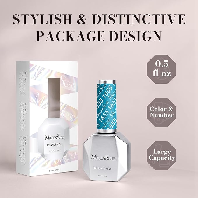 MelodySusie Aquamarine Blue Gel Nail Polish,0.5fl oz Nails Soak Off UV LED Cerulean Blue Gel Polish Gift for Women Nail Art Manicure Salon DIY Nail Design Decoration at Home-1655