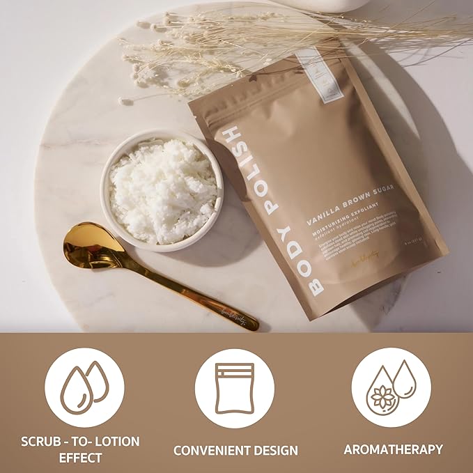 Bonblissity Body Polish, 8oz. - Lavender Luxury Scented Body Scrub Exfoliator for Women, Exfoliating Sugar Scrub To Lotion Moisturizer, Gentle Exfoliant for Dry and Sensitive Skin, Handmade in USA
