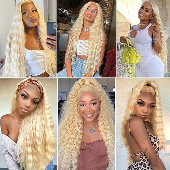 Blonde Human Hair Bundles 613 Loose Deep Wave Bundle Brazilian Unprocessed Virgin Hair 3 Bundles 14 16 18 Inch Blonde Deep Wave Bundle