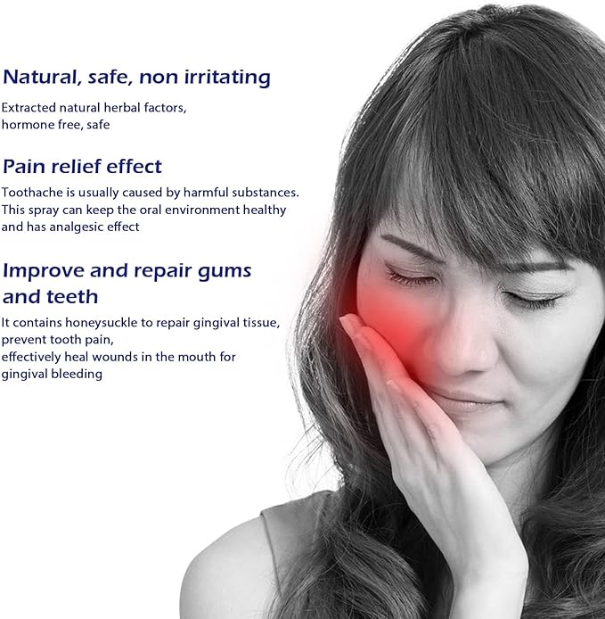 Tooth Pain Relief for Adults Spray,Treatment Tooth Ache Nerve Pain Medicine,Quicklynumbs Nerve Wisdom Tooth Inflammation,Red and Swollen Gums, and Other Types of Dental（1Pcs）