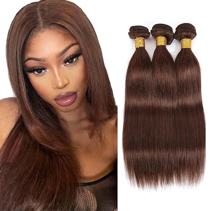 24 26 28 inch Brown Human Hair Bundles #4 Straight Bundle Dark Brown Human Hair 3 Bundles Double Weft 300g