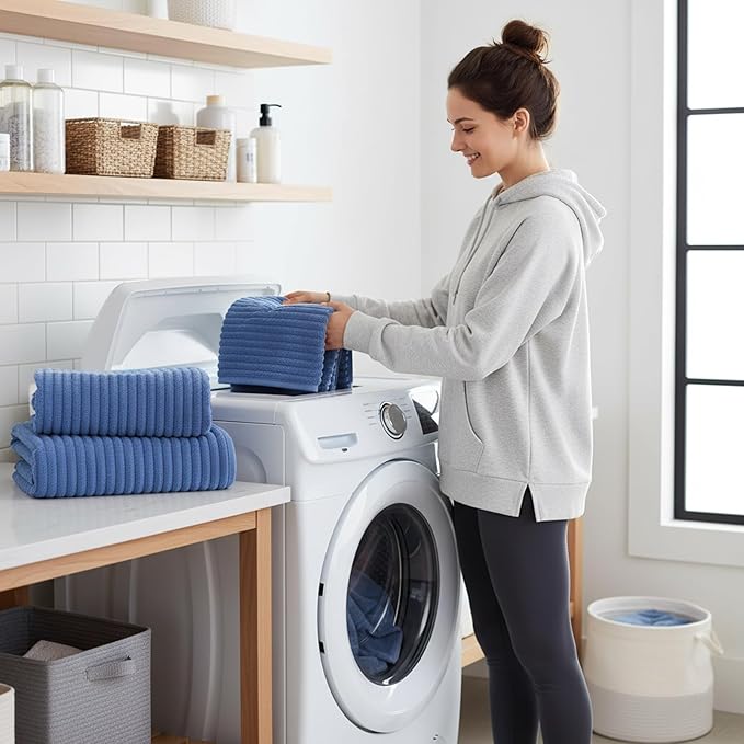 Extra Large Bath Towel Set of 6 (40"x80"),Oversized Bath Sheet Super Soft Highly Absorbent Microfibers Quick Dry Luxury Shower Towel for Bathroom Spa Gym Hotel Yoga(Blue, 6Piece)