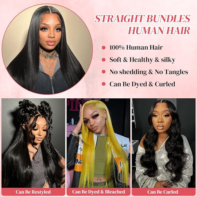 20 Inch One Bundle Human Hair Straight Bundles Human Hair 100% Unprocessed Brazilian Virgin Human Hair Extensions Natural Black