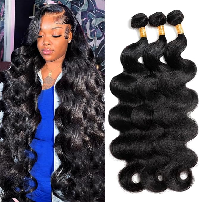 Human Hair Bundles 28 28 28 Inch 12A Body Wave Bundles Human Hair 100 Percent Unprocessed Brazilian Weave Bundles Human Hair Extensions For Black Women Natural Color