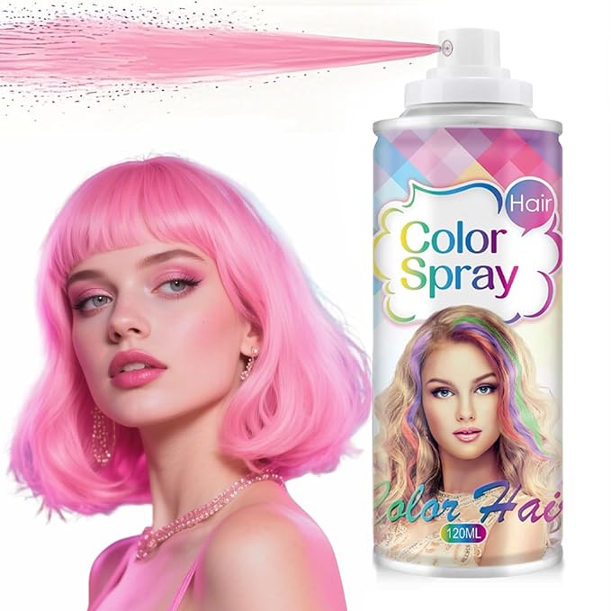 Temporary Hair Color Spray for Women and Girls, Temporary Hair Color Wax, Natural Hair Coloring Strong Style Gel Cream Hair Dye Spray for Halloween, DIY, Cosplay, Party (Pink)