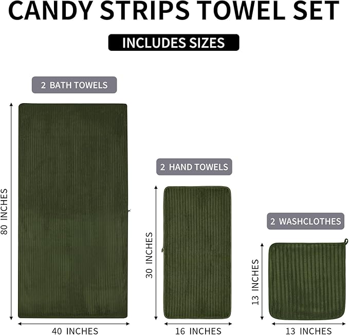 Extra Large Bath Towel Set of 6 (40"x80"),Oversized Bath Sheet Super Soft Highly Absorbent Microfibers Quick Dry Luxury Shower Towel for Bathroom Spa Gym Hotel Yoga (Olive Green, 6Piece)