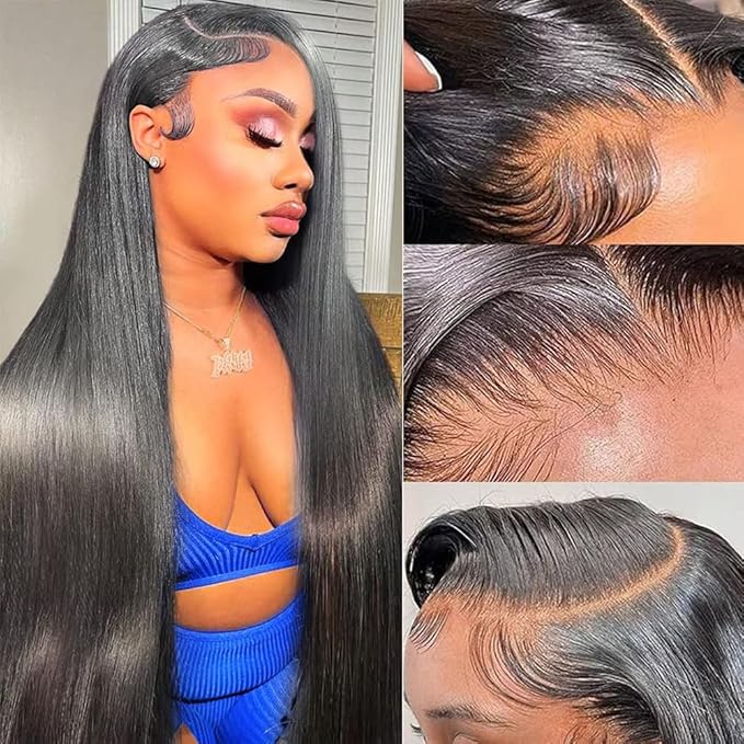 Tuneful 13x6 HD Straight Lace Front Wigs Human Hair Pre Plucked 28 Inch 100% Human Hair lace Front Wigs for Black Women 13x6 Lace Frontal Wig with Baby Hair