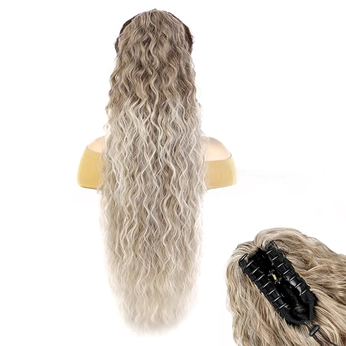 ENBEAUTIFUL 30" Claw Clip Ponytail Extension Long Wavy Ponytail Extension Synthetic Pony Tails Hair Extensions Clip in Synthetic Hair pieces for Women