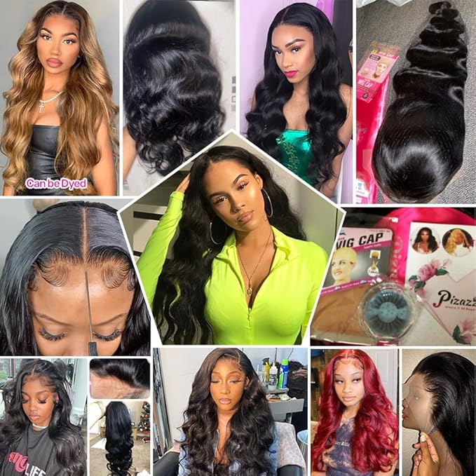 Pizazz 13x4 HD Lace Front Wigs Human Hair Pre Plucked with Baby Hair 180 Density Brazilian Body Wave Lace Frontal Human Hair Wigs Natural Color (18 Inch)