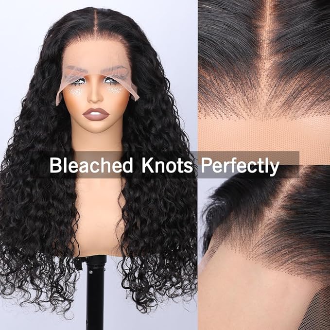 13x6 Water Wave Lace Front Wigs Human Hair Pre Plucked Bleached Knots 220 Density Wet And Wavy Glueless Wigs Human Hair 28 Inch Hd Lace Frontal Wig With Baby Hair