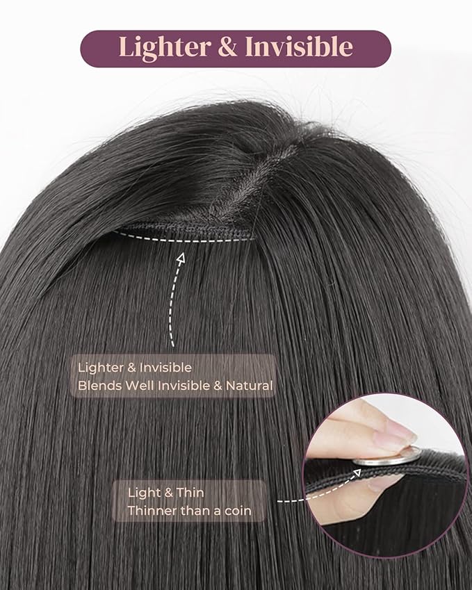 LONAI Clip In Hair Extensions, 6PCS Curly 24" Long Synthetic Clip On Hairpiece For Women Ash Brown with Blonde Highlights