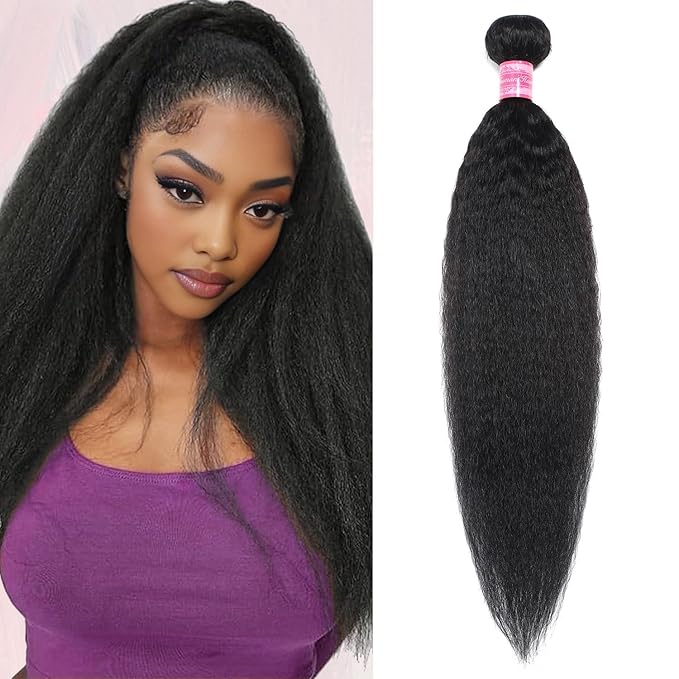 12A Brazilian Kinky Straight Bundles Human Hair 16 Inch 100% Unprocessed Yaki Straight Human Hair Single Bundle Quick Weave Hair Kinkycurly 1 Bundle Thick Remy Virgin Hair Extensions