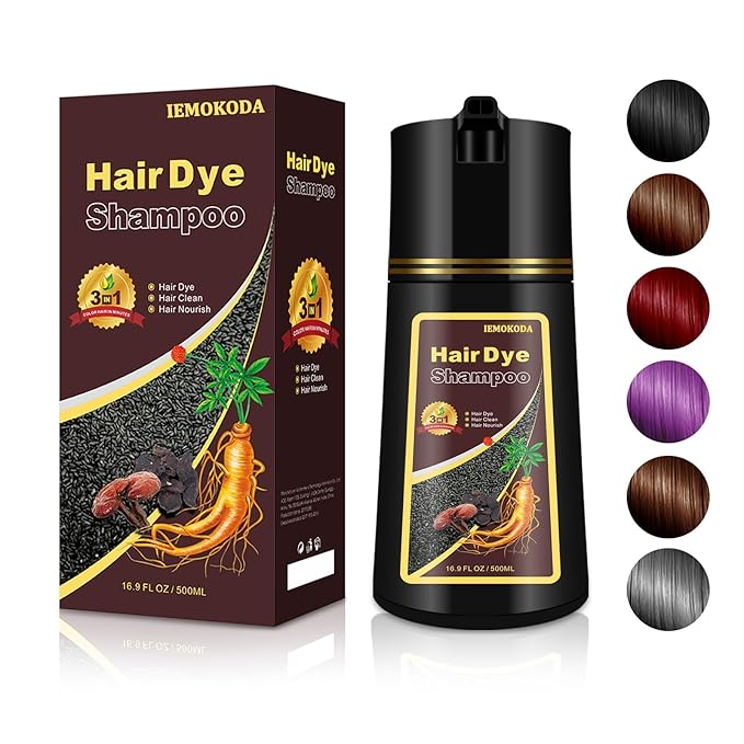 Wine Red Hair Color - 3-in-1 Long-Lasting Natural Dye Shampoo for Gray Hair, Easy Home Use for Men and Women, 16.9 Fl Oz