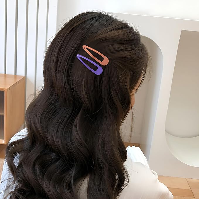 48 PCS Small Metal Barrettes For Women Non Slip Water Drop Snap Clips For Thick Thin Fine Hair Classic Accessories,Blue Green Purple Red,1.97 x 0.5 In