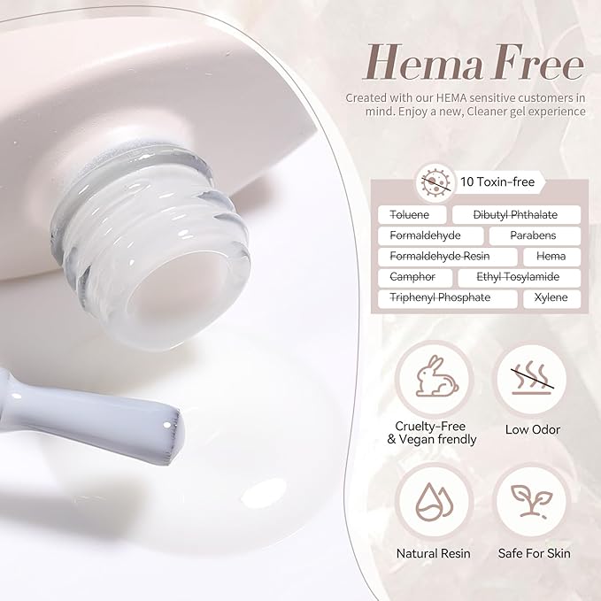 Born Pretty Milky White Gel Nail Polish Jelly White Sheer Translucent Neutral Gel Polish Hema-Free Soak Off Nail Art Gel 15ml, 0.54 Fl Oz