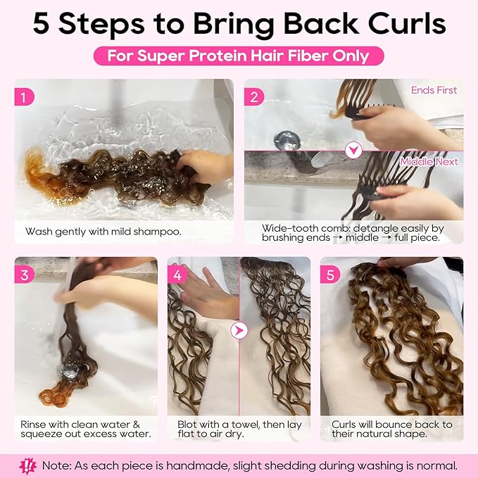 REECHO Curly Hair Extensions - 4PCS 14" GoGo Curly Clip in Hair Extensions 100% Super Protein Hairpieces with Invisible Lace Weft Silky Soft Natural Look for Women - Chocolate Brown with Lighter Ends