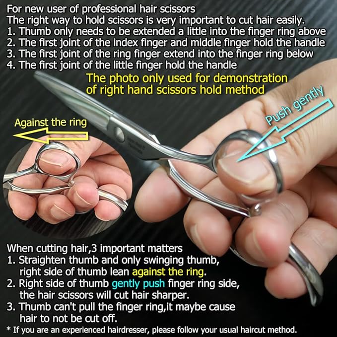 5.5" Professional Hair Scissors Barber Haircut Cutting Scissors Hairdresser 440C Hair Shears Blind Hole Convex Edge KINSARO for Hairdresser Barber or Home Use