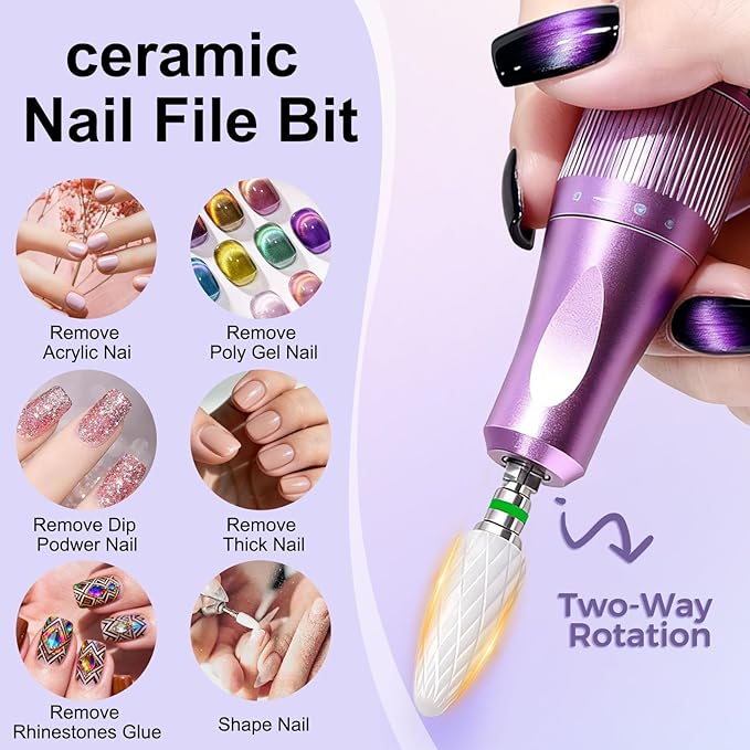 Fantexy 3/32" Ceramic Nail Drill Bit - Remove Acrylic Hard Gels Quickly and Safely,White Ceramic Cone File Bit for Nail Art,Manicure,Pedicure,Gel,Cuticle Clean(Coarse - C)