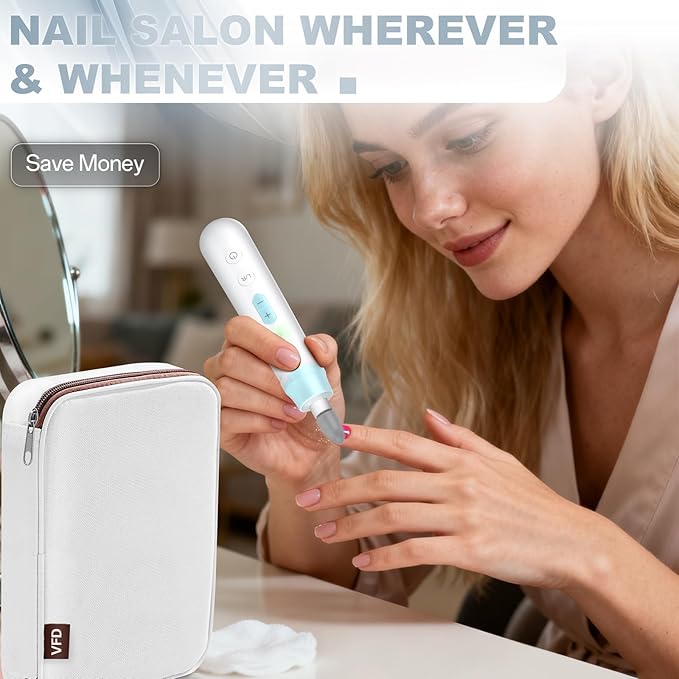 Electric Nail File Drill, Cordless 2000 mAh Rechargeable Nail Filer Electric, Portable Nail Dril Machine Drill for Nails Acrylic Manicure and Thick Toenails Buffer Grinder Care Professional (Blue)